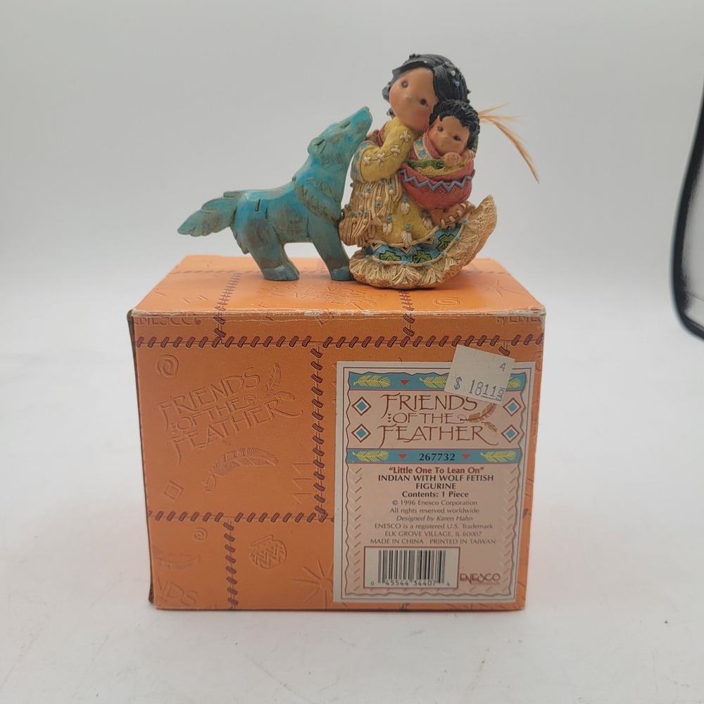 Vintage‎ Friends Feather Indian Wolf Figurine Art Little One to Lean On